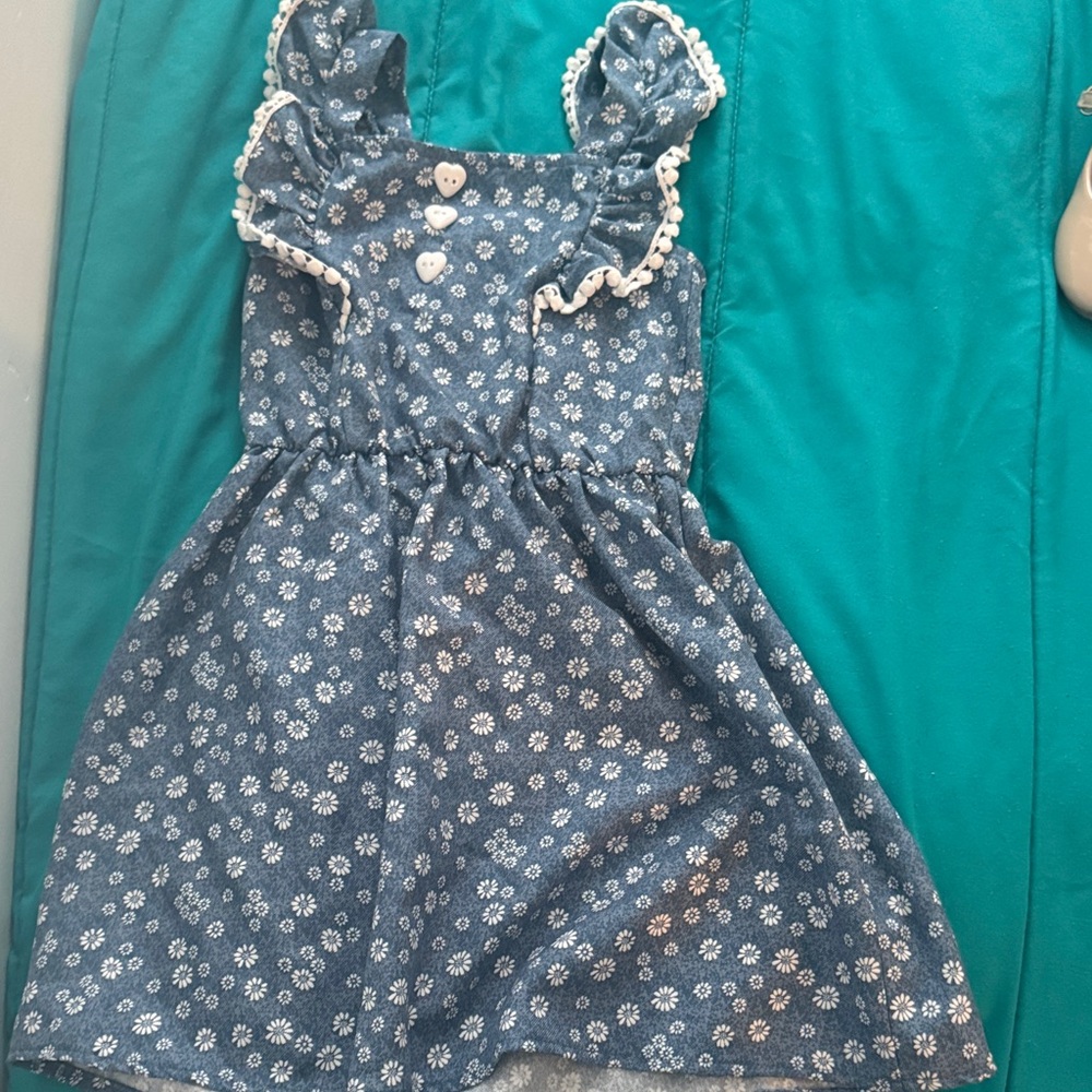 Lily Bleu Blue Floral Kids Dress with White Accents